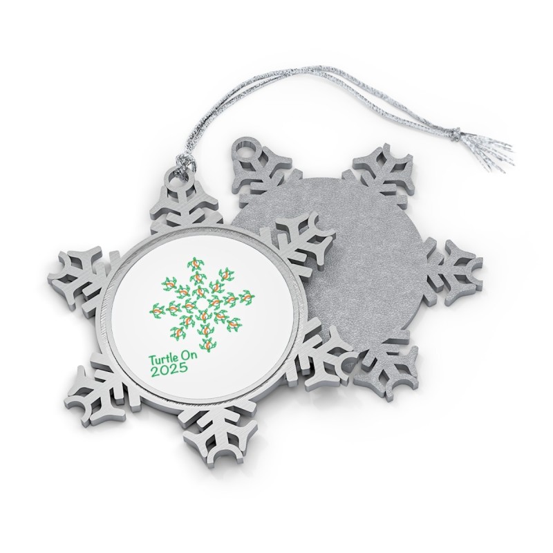 Pewter Snowflake Ornament -2025 LTD - Blue\Orange Ribbon
