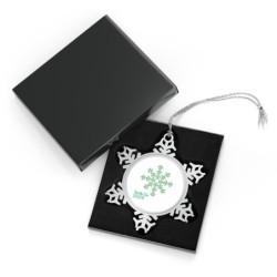 Pewter Snowflake Ornament -2025 LTD - Blue\Orange Ribbon
