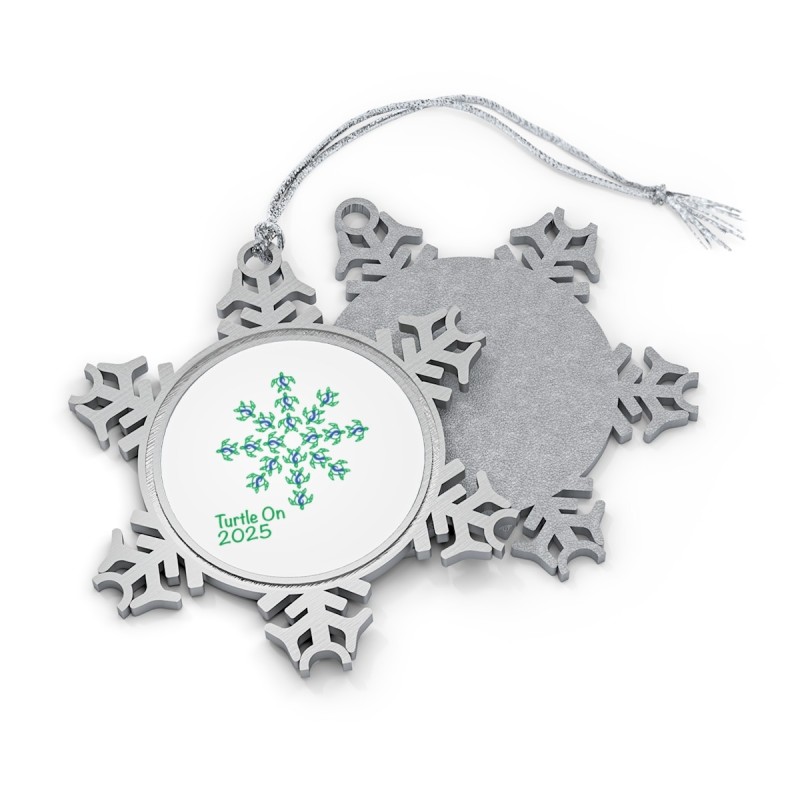 Pewter Snowflake Ornament -2025 LTD - Blue Ribbon