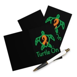 Turtle On - Black -Greeting Cards (5 Pack)