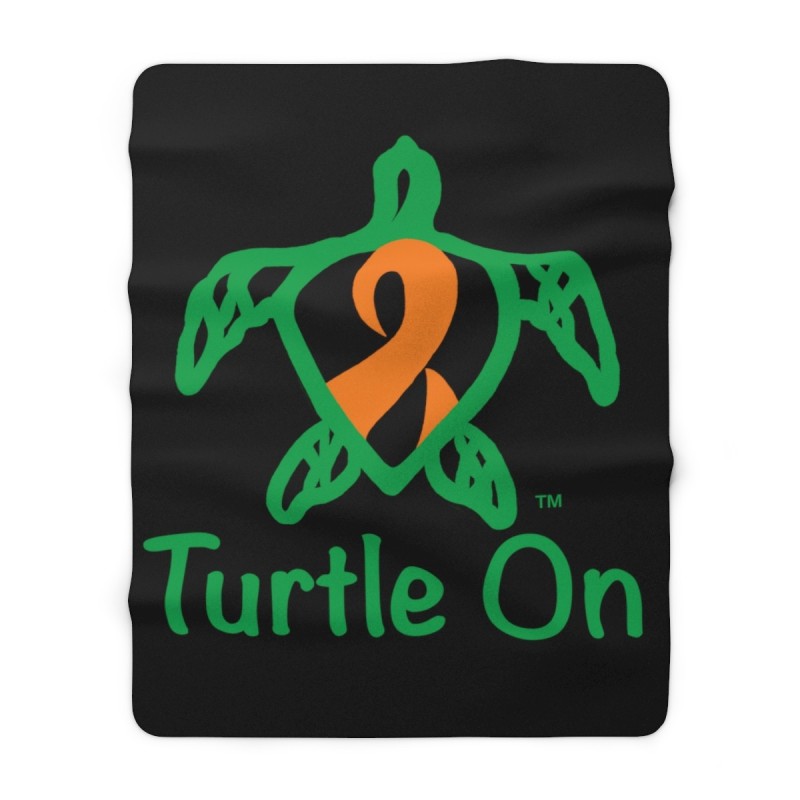 Turtle on - Sherpa Fleece Blanket - Black