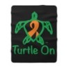 Turtle on - Sherpa Fleece Blanket - Black