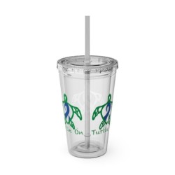 Turtle On - Blue - Sunsplash Tumbler with Straw, 16oz