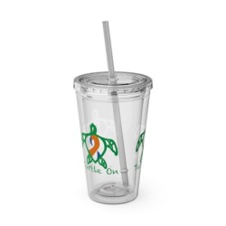 Turtle On - Blue/Orange - Sunsplash Tumbler with Straw, 16oz