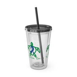 Turtle On - Blue - Sunsplash Tumbler with Straw, 16oz