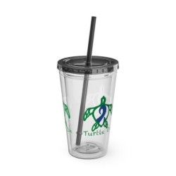 Turtle On - Blue - Sunsplash Tumbler with Straw, 16oz