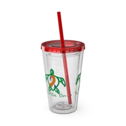 Turtle On - Blue/Orange - Sunsplash Tumbler with Straw, 16oz