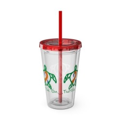 Turtle On - Blue/Orange - Sunsplash Tumbler with Straw, 16oz