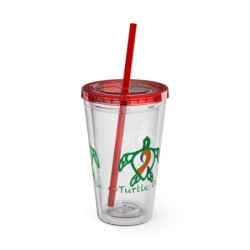 Turtle On - Blue/Orange - Sunsplash Tumbler with Straw, 16oz