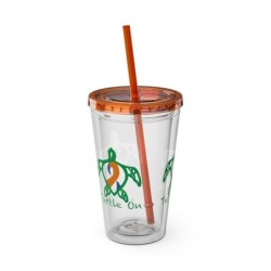 Turtle On - Blue/Orange - Sunsplash Tumbler with Straw, 16oz