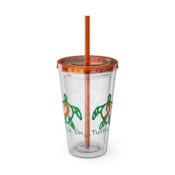 Turtle On - Blue/Orange - Sunsplash Tumbler with Straw, 16oz