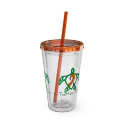 Turtle On - Blue/Orange - Sunsplash Tumbler with Straw, 16oz