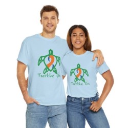 Turtle on - Blue/Orange - Unisex Heavy Cotton Tee