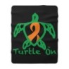 Turtle On - Orange - Sherpa Fleece Blanket Blue