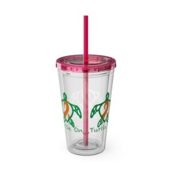 Turtle On - Orange - Sunsplash Tumbler with Straw, 16oz