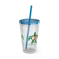 Turtle On - Orange - Sunsplash Tumbler with Straw, 16oz