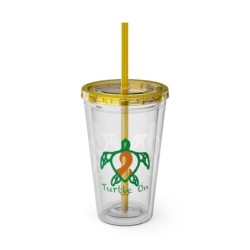 Turtle On - Orange - Sunsplash Tumbler with Straw, 16oz