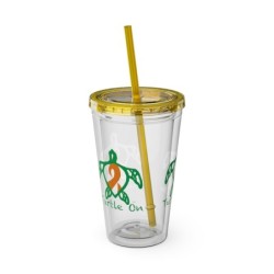 Turtle On - Orange - Sunsplash Tumbler with Straw, 16oz