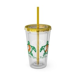 Turtle On - Orange - Sunsplash Tumbler with Straw, 16oz