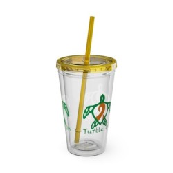 Turtle On - Orange - Sunsplash Tumbler with Straw, 16oz