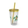 Turtle On - Orange - Sunsplash Tumbler with Straw, 16oz