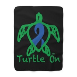 Turtle On - Blue - Sherpa Fleece Blanket