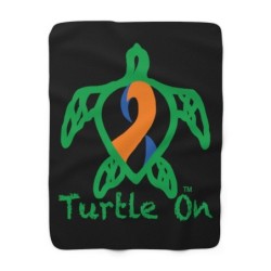 Turtle On - Blue\Orange - Sherpa Fleece Blanket