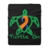 Turtle On - Blue\Orange - Sherpa Fleece Blanket