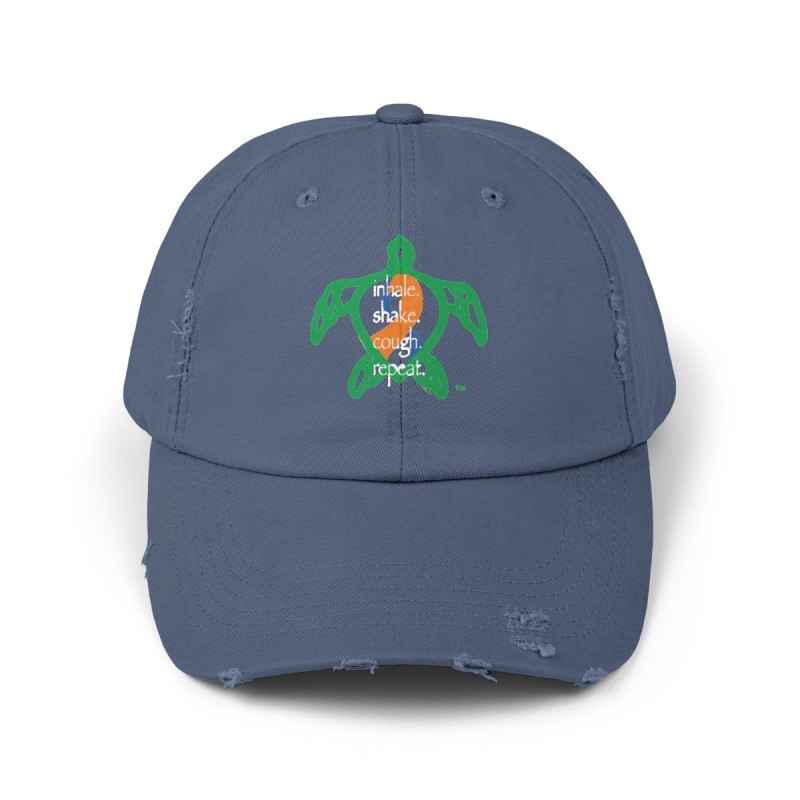 Turtle Rhythm - Blue\Orange - Unisex Distressed Cap