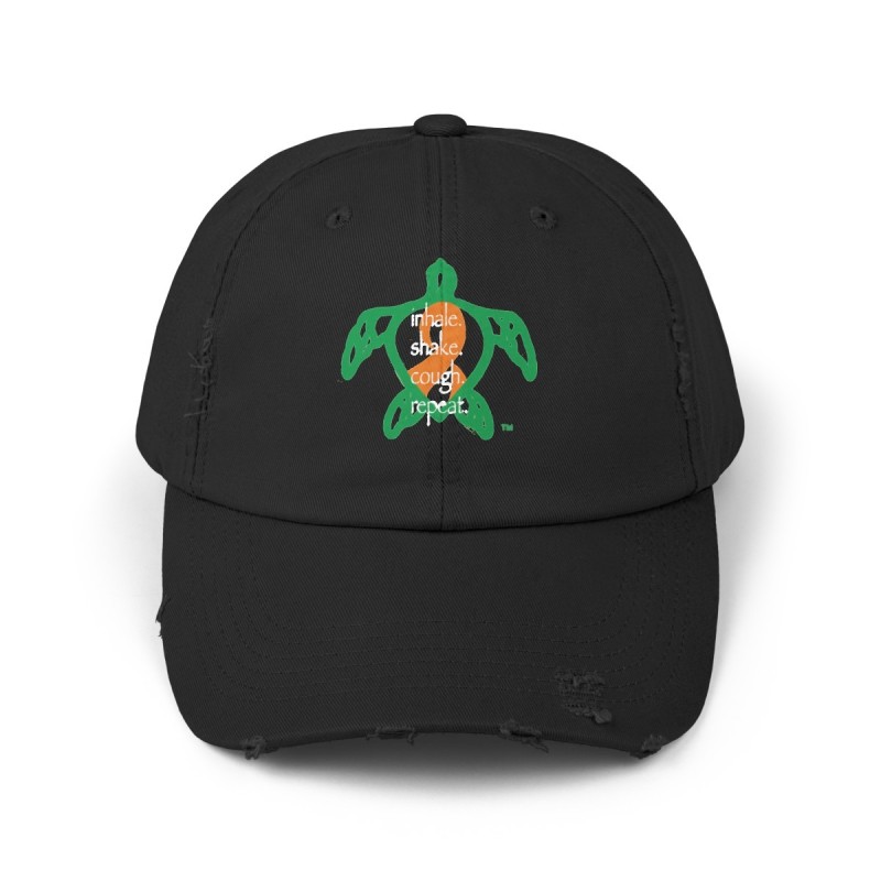 Turtle Rhythm - Orange - Unisex Distressed Cap