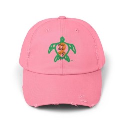 Turtle Rhythm - Orange - Unisex Distressed Cap