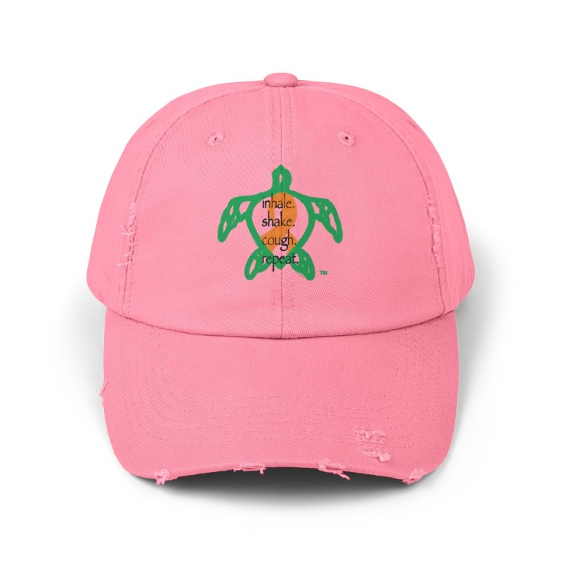 Turtle Rhythm - Orange - Unisex Distressed Cap