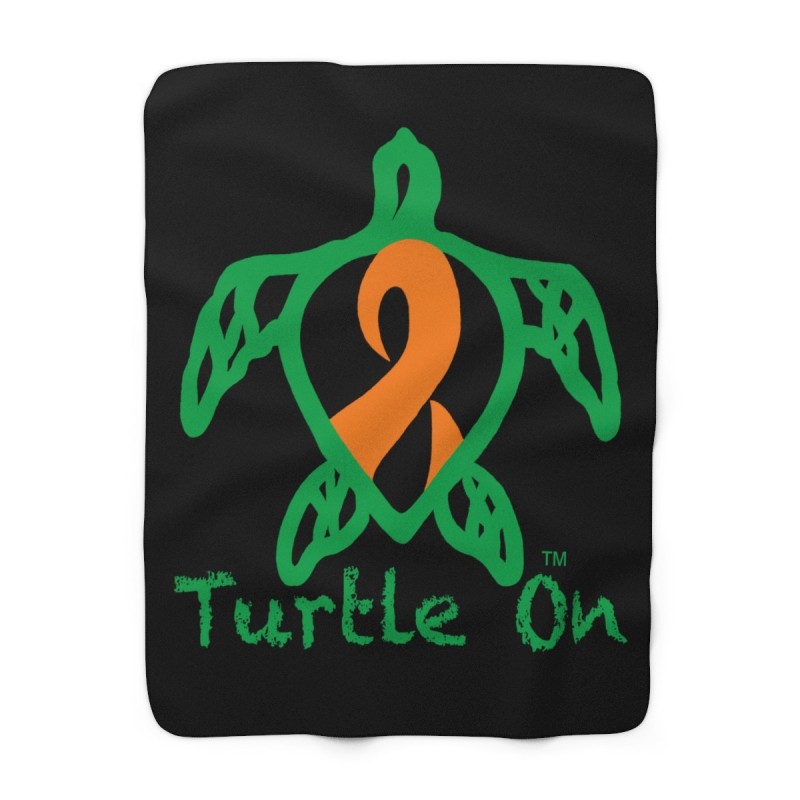 Turtle On - Orange - Sherpa Fleece Blanket