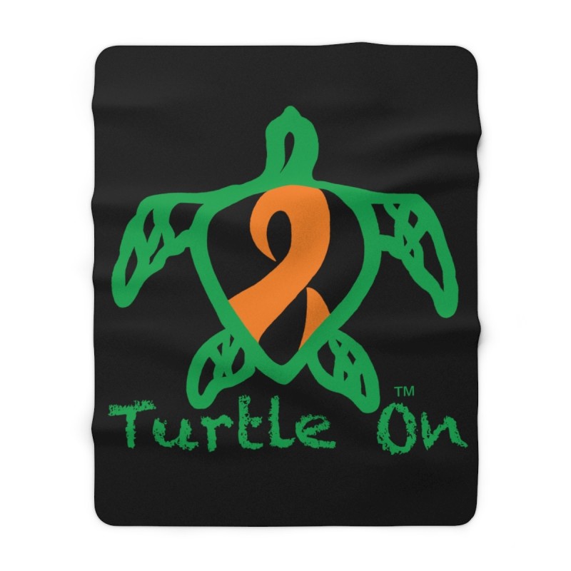 Turtle On - Orange - Sherpa Fleece Blanket