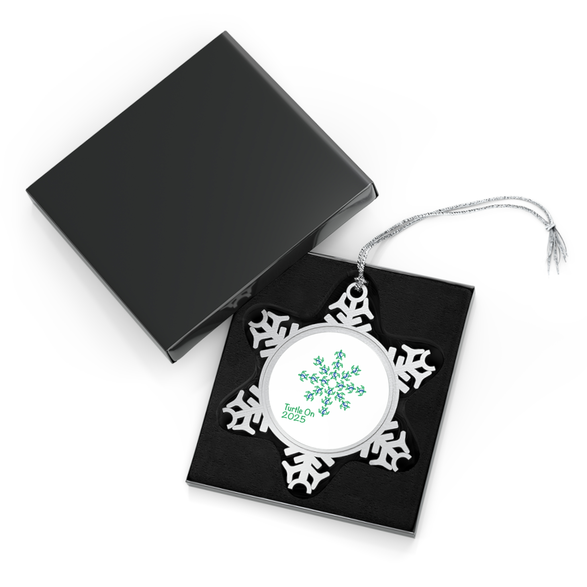 Pewter Snowflake Ornament -2025 LTD - Blue Ribbon - Image 2